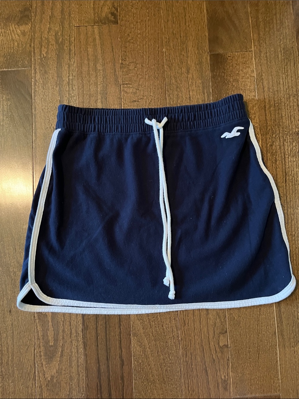 Hollister Navy Skirt with White Trim and Drawstring